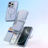 Capa de pele DUXDUCIS Lawa para iPhone 16 Pro Max com carteira magnética removível - azul