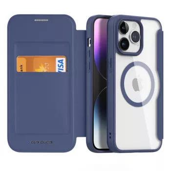 Capa tipo carteira Dux Ducis Skin X Pro com MagSafe para Apple iPhone 15 Pro Max, preto