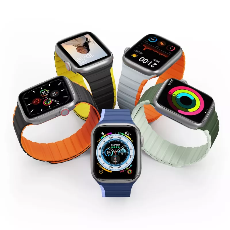 Pulseira magnética Dux Ducis para Apple Watch SE, Series 9, 8, 7, 6, 5, 4, 3, 2, 1 (41, 40, 38 mm) versão LD - preto-amarelo