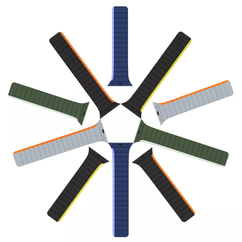 Pulseira magnética Dux Ducis para Apple Watch SE, Series 9, 8, 7, 6, 5, 4, 3, 2, 1 (41, 40, 38 mm) versão LD - preto-amarelo