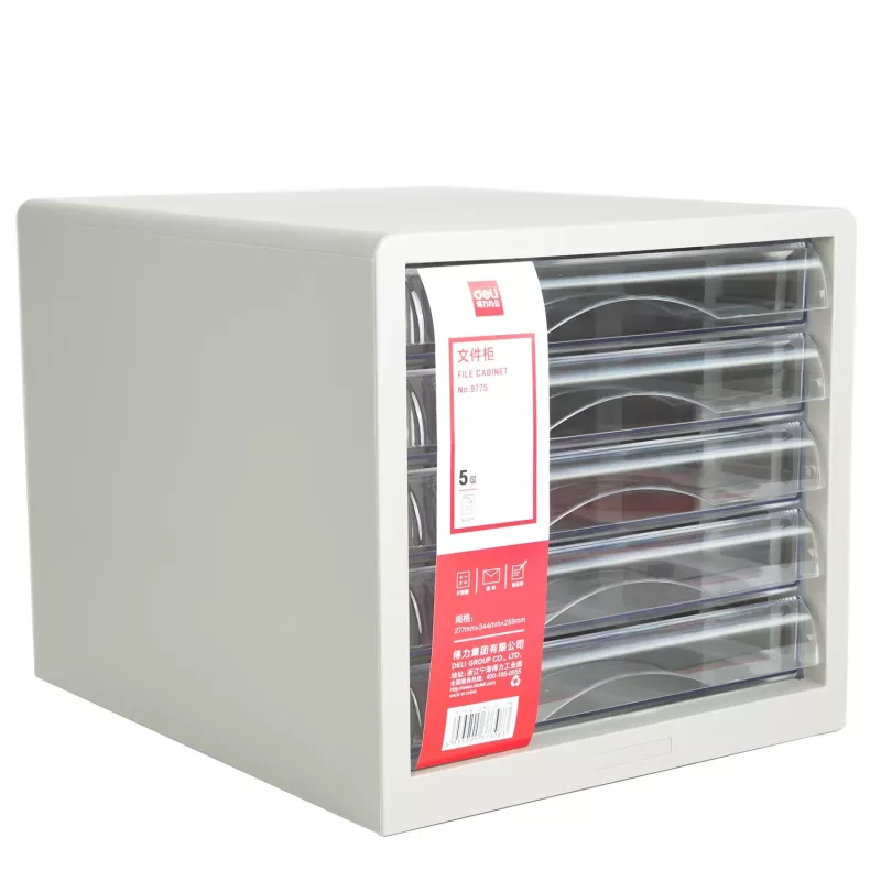 Unidade de gavetas de secretária Deli 5 gavetas 27,5x34x26 cm cinzento-claro
