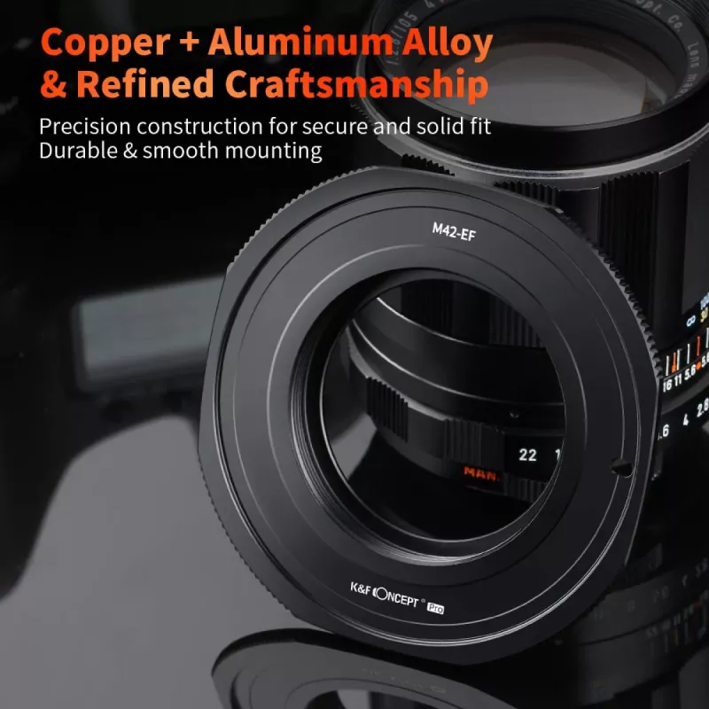 K&F Concept Adaptador de Objetiva PRO Canon EOS EF/EF-S para Corpo de Câmara M42 - Preto