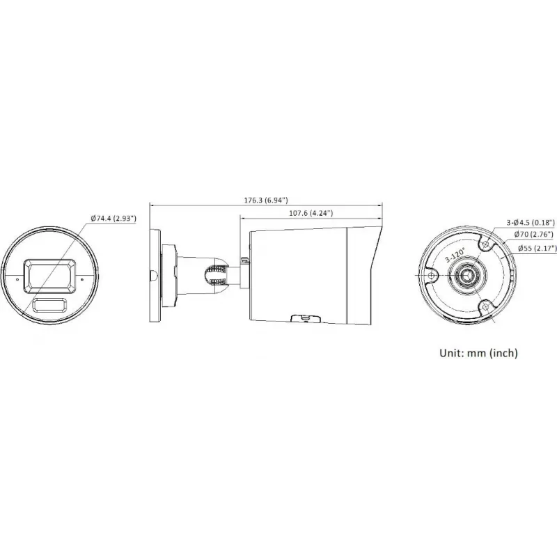 Câmara mini bullet fixa com Smart Hybrid Light e ColorVu Hikvision DS-2CD2087G3-LIY 2.8mm