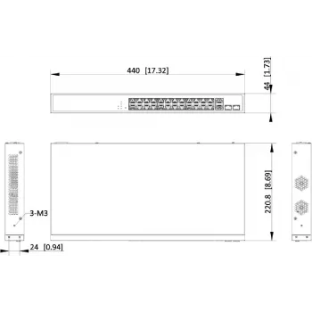 Hikvision DS-3E1528P-EI Switch gerido Gigabit PoE+ 24 portas