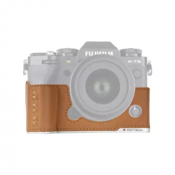 Meia capa de pele PGYTECH para câmara Fujifilm X-T5 castanha