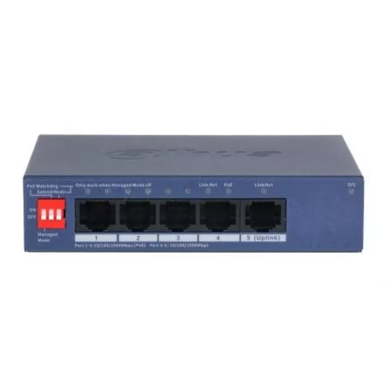 DAHUA CS4005-4GT-36 Switch Ethernet Gigabit L2 Gerido com 4 portas PoE+ 36W, Montagem em secretária/parede