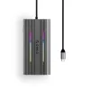 ORICO XCR docking station USB-C 12-em-1 com RGB, 3x USB-A, USB-C PD 100W, HDMI 4K, VGA, RJ45 Gigabit, leitor de cartões SD/microSD - cinzento