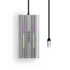 ORICO XCR docking station USB-C 12-em-1 com RGB, 3x USB-A, USB-C PD 100W, HDMI 4K, VGA, RJ45 Gigabit, leitor de cartões SD/microSD - prateado