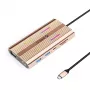 ORICO XDR docking station USB-C 12-em-1 RGB, 3x USB-A, USB-C PD 100W, HDMI 4K, VGA, RJ45 Gigabit, leitor de cartões SD/microSD - Rose Gold