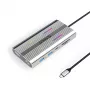 ORICO XDR docking station USB-C 12-em-1 com RGB, 2x HDMI 4K 60Hz, DisplayPort 4K 60Hz, RJ45 Gigabit, PD 100W, leitor de cartões SD/microSD - prateado