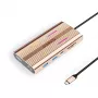 ORICO XDR docking station USB-C 12-em-1 com RGB, 2x HDMI 4K 60Hz, DisplayPort 4K 60Hz, Gigabit Ethernet, 100W PD, leitor de cartões SD/microSD - ouro rosa