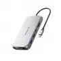 ORICO XCR docking station USB-C 12-em-1, 2x USB-A 3.1, 1x USB-A 2.0, 1x USB-C PD 100W, 1x USB-C 3.1, 2x HDMI 2.0 4K 60Hz, 1x VGA 1080p, SD/microSD 3.0, RJ45 Gigabit Ethernet, áudio 3,5mm, cinzento