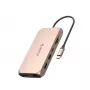 ORICO XCR docking station USB-C 12-em-1, 2x USB-A 3.1, 1x USB-A 2.0, 1x USB-C PD 100W, 1x USB-C 3.1, 2x HDMI 2.0 4K 60Hz, 1x DisplayPort 1.4 4K 60Hz, SD/microSD 3.0, RJ45 Gigabit Ethernet, áudio 3,5mm, Rose Gold