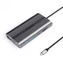 ORICO XDR docking station USB-C 12-em-1 com USB-A, USB-C PD 100W, HDMI 4K, VGA, RJ45 Gigabit, leitor de cartões SD e microSD - cinzento