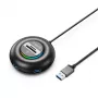 ORICO YXR4 RGB hub USB-A 3.0 de 4 portas com leitor de cartões SD e microSD, cabo de 1,8 m, preto
