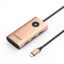 ORICO PW11 hub USB-C 6-em-1 docking station com 3x USB-A 3.0, 1x USB-C 3.0, 1x USB-C PD 100W, 1x HDMI 4K 30Hz - ouro rosa