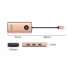 ORICO PW11 hub USB-C 6-em-1, 3x USB-A 3.0, 1x USB-C PD 100W, 1x HDMI 4K 30Hz, 1x RJ45 Gigabit Ethernet, ouro rosa