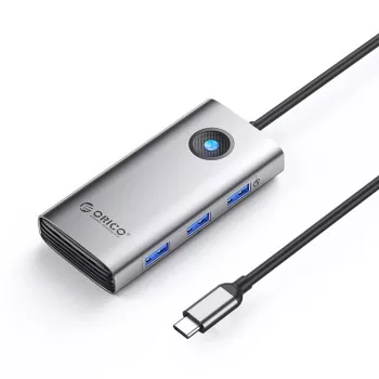 ORICO PW11 hub USB-C 6-em-1, 3x USB-A 3.0, 1x USB-C PD 100W, 1x HDMI 4K 30Hz, 1x RJ45 2.5G Ethernet, cinzento