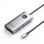 ORICO PW11 hub USB-C 6-em-1, 3x USB-A 3.0, 1x USB-C PD 100W, 1x HDMI 4K 30Hz, 1x RJ45 2.5G Ethernet, cinzento