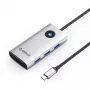 ORICO PW11 docking station USB-C 6-em-1, 3x USB-A 3.0, 1x USB-C PD 100W, 1x HDMI 4K 30Hz, 1x RJ45 2.5G Ethernet, prateado