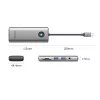 ORICO PW11 Dock USB-C 8-em-1, 2x USB-A 3.0, 1x USB-C PD 100W, 1x HDMI 4K 60Hz, 1x microSD/SD, 1x RJ45 Gigabit Ethernet, 1x Áudio 3,5 mm, cinzento