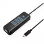 ORICO PW3UR25-C3 Hub USB-C de 4 portas 3x USB-A 3.0 1x RJ45 2.5G Ethernet 1,8 m preto