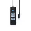 ORICO PW3UR25-C3 Hub USB-C de 4 portas 3x USB-A 3.0 1x RJ45 2.5G Ethernet 1,8 m preto