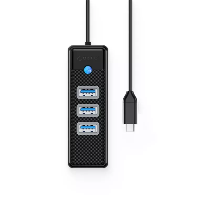 ORICO PW3UR25-C3 Hub USB-C de 4 portas 3x USB-A 3.0 1x RJ45 2.5G Ethernet 1,8 m preto