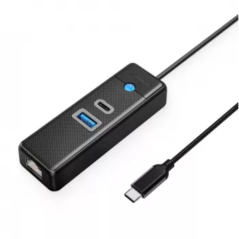ORICO PW3UR25-C3 Hub USB-C de 3 portas USB-A 3.0 USB-C 3.0 2.5G Ethernet 0,15 m preto