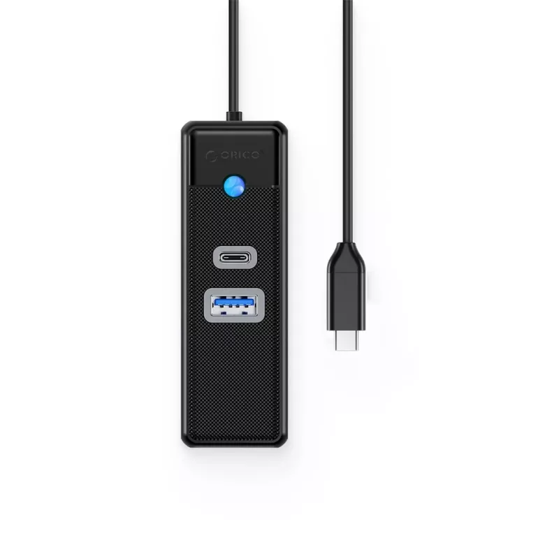 ORICO PW3UR25-C3 Hub USB-C de 3 portas com 2,5G Ethernet, 1x USB-A 3.0, 1x USB-C 3.0, cabo de 1 m, preto