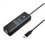 ORICO PW3UR25-C3 Hub USB-C de 3 portas com 2.5G Ethernet, 1x USB-A 3.0, 1x USB-C 3.0, cabo de 1,8 m, preto