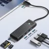 ORICO PAPW3AT-U3 Hub USB 3.0 de 4 portas com leitor de cartões SD/MicroSD, cabo de 1,8 m, preto
