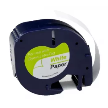 Fita para etiquetas compatível G&G BM-D-G-91200 12mm x 4m branco sobre preto substituto de DYMO 91220