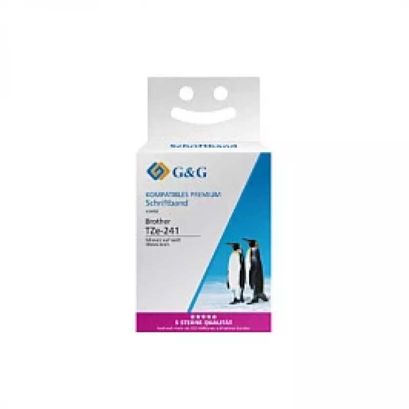 Fita para etiquetas compatível G&G 18mm x 8m preto sobre branco laminada para Brother TZe-241