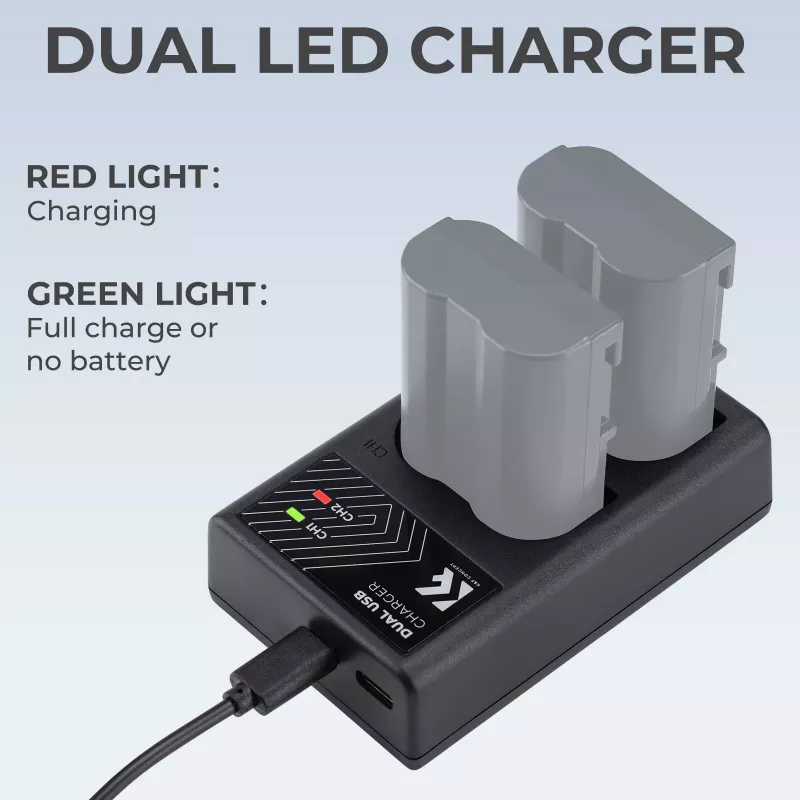 Carregador USB duplo K&F Concept para Nikon EN-EL15 D7000 D7500 D850 D750