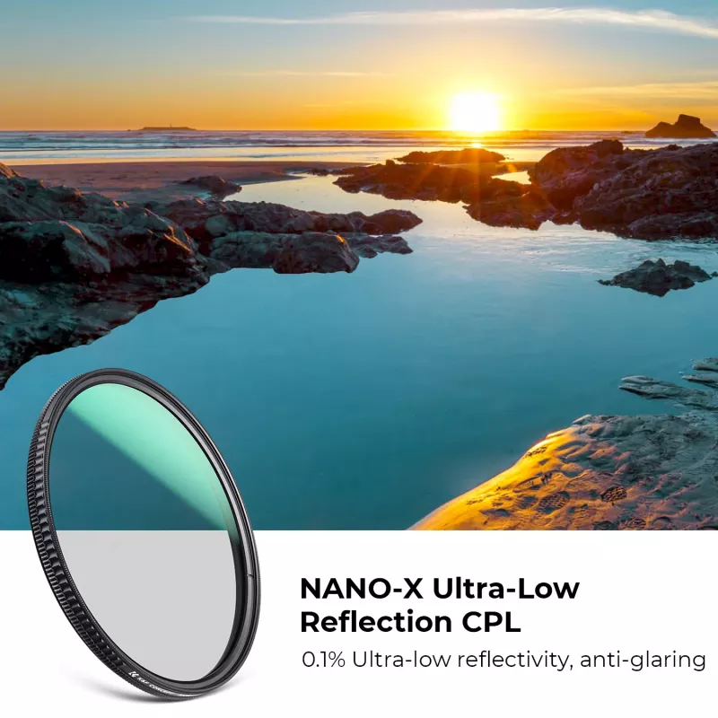 Filtro polarizador circular de reflexão ultrabaixa Nano-X K&F Concept 55 mm