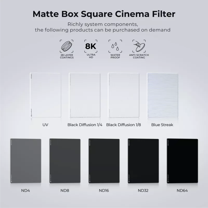 Filtro K&F Concept Black Diffusion 1/8 4x5.65 polegadas para Matte Box