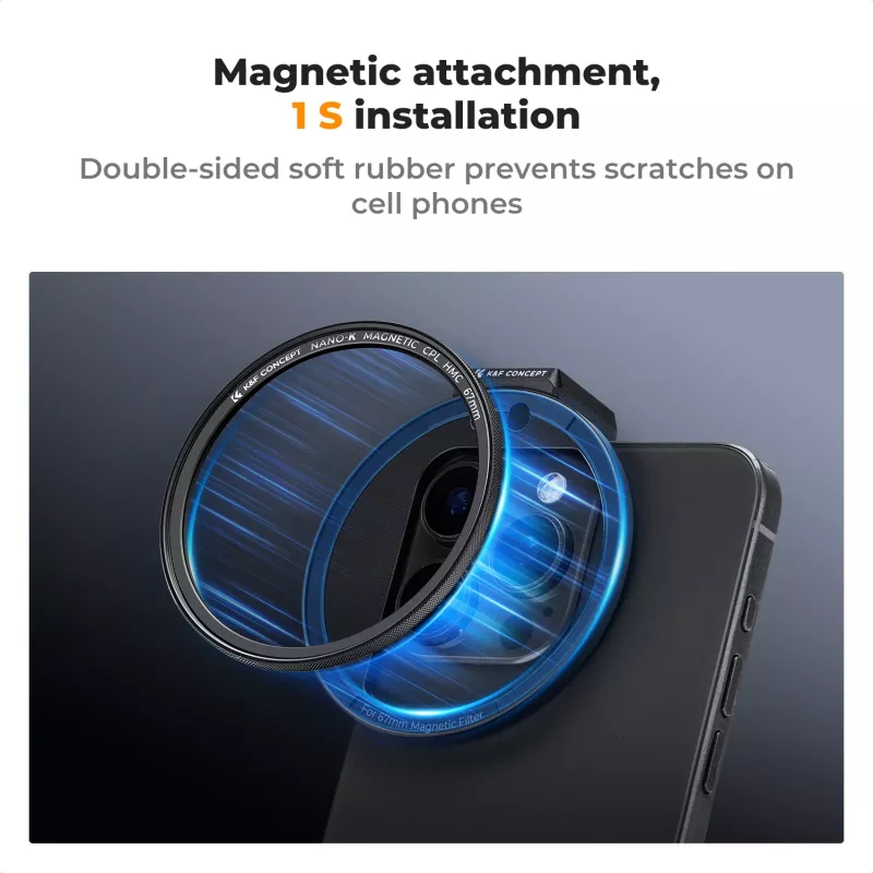 Filtro de polarização circular CPL HMC K&F Concept 67mm para smartphone