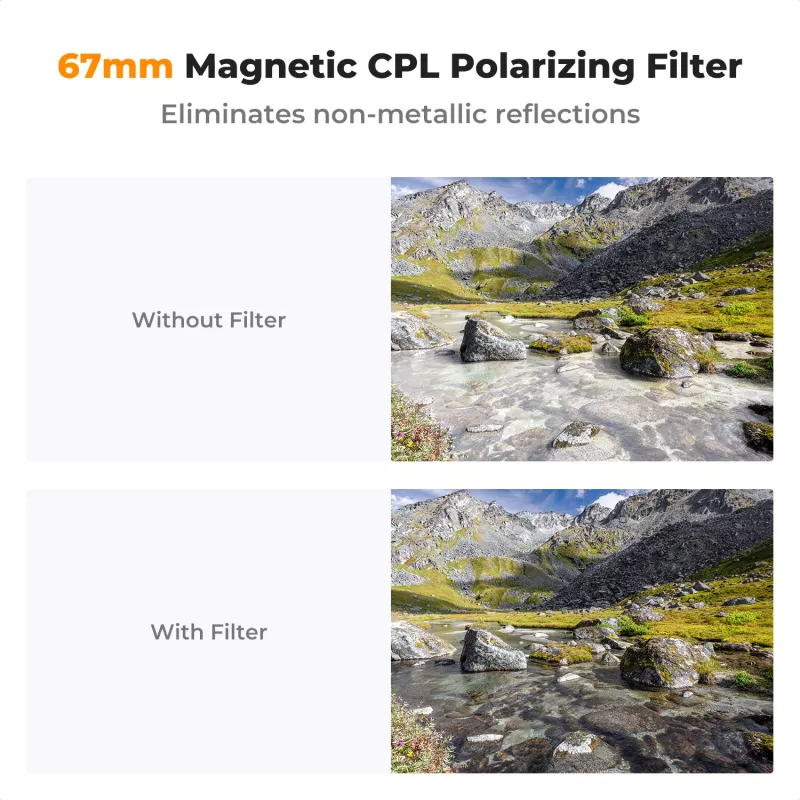 Filtro de polarização circular CPL HMC K&F Concept 67mm para smartphone