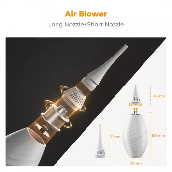 Soprador de Ar 2-em-1 K&F Concept com Escova Extensível para Limpeza de Objetivas, Sensores e Óticas de Câmara - Branco (KF08.048)