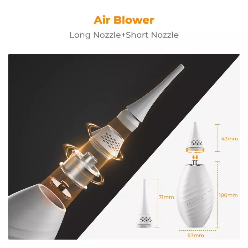 Soprador de Ar 2-em-1 K&F Concept com Escova Extensível para Limpeza de Objetivas, Sensores e Óticas de Câmara - Branco (KF08.048)