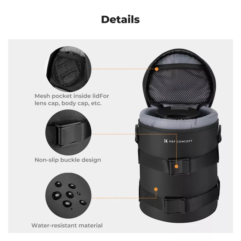 Bolsa Impermeável para Câmara e Objetiva KF XL 23,5 x 11,5 cm Preta KF13.203