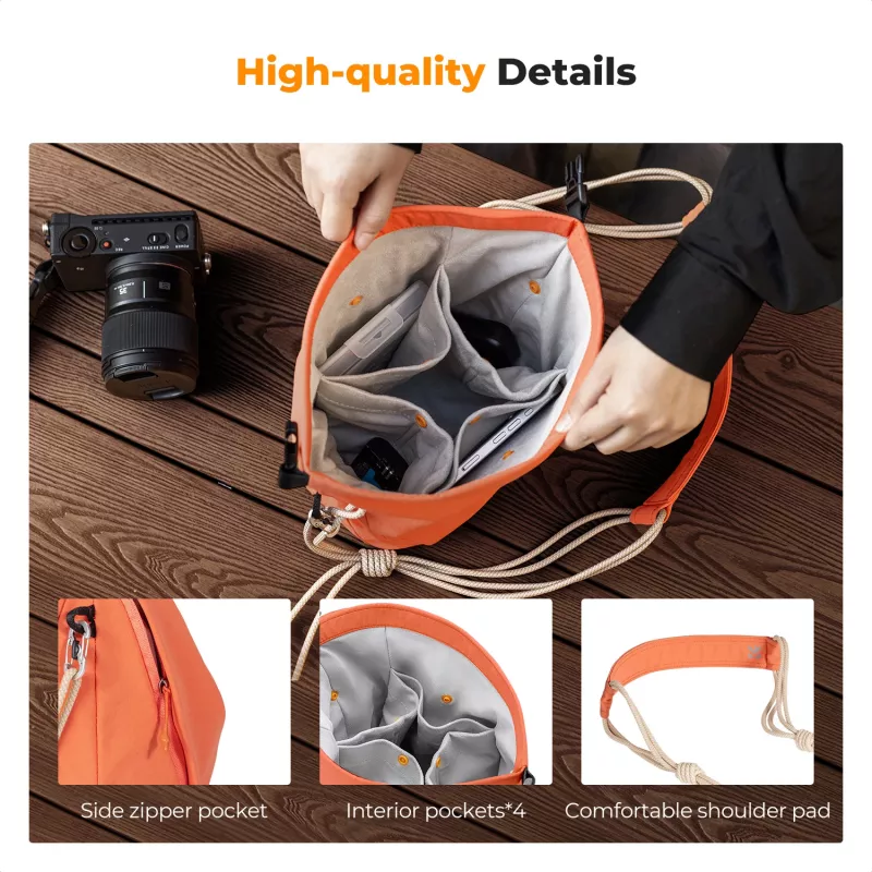 Bolsa Sling Crossbody 5L K&F Concept Laranja para Câmara e Smartphone