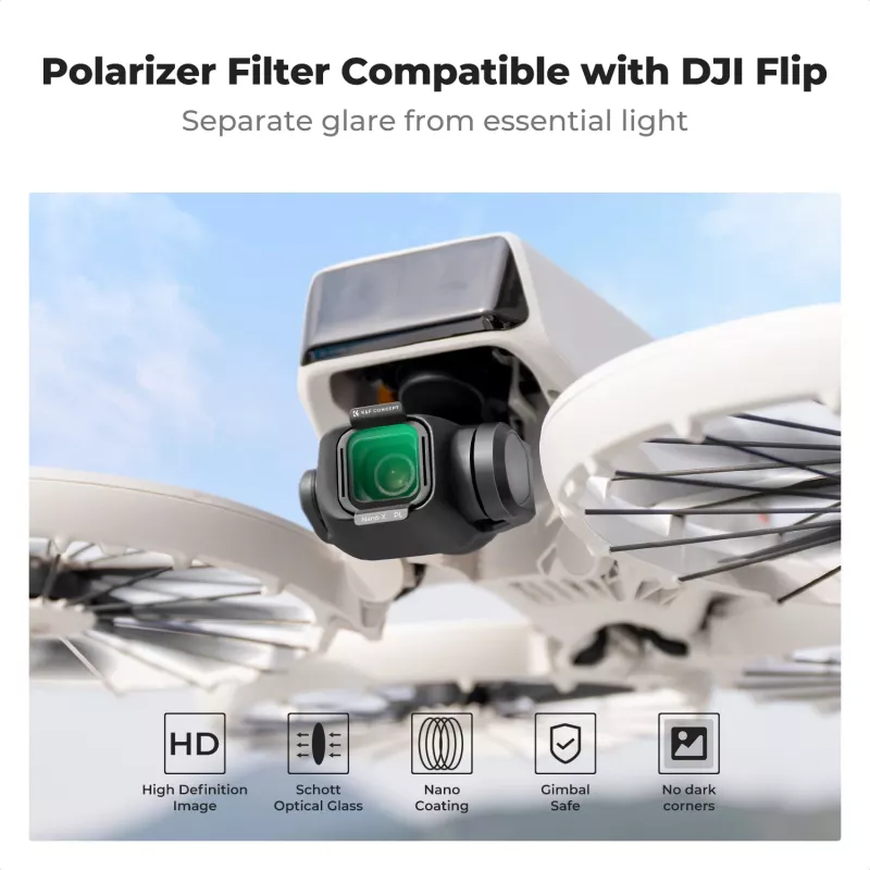 Filtro de Polarização Circular Nano-X 8K Ultra HD K&F Concept para Drone DJI Flip (KF01.3080)