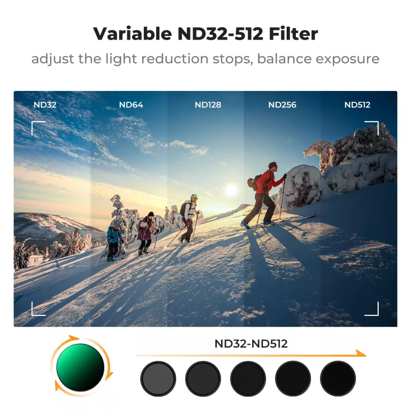 Filtro KF Concept Nano-X Variable ND ND32-512 cinzento para DJI Osmo Action 3/4/5 Pro