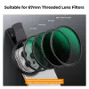 Filtro KF Black Diffusion 1/4 67mm com adaptador Clip-On para smartphone
