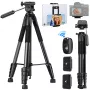 Tripé de Câmara Compacto K&F Concept para DSLR e Smartphone Preto