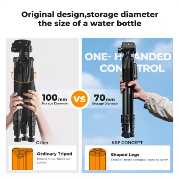 Tripé de Câmara Compacto K&F Concept para DSLR e Smartphone Preto