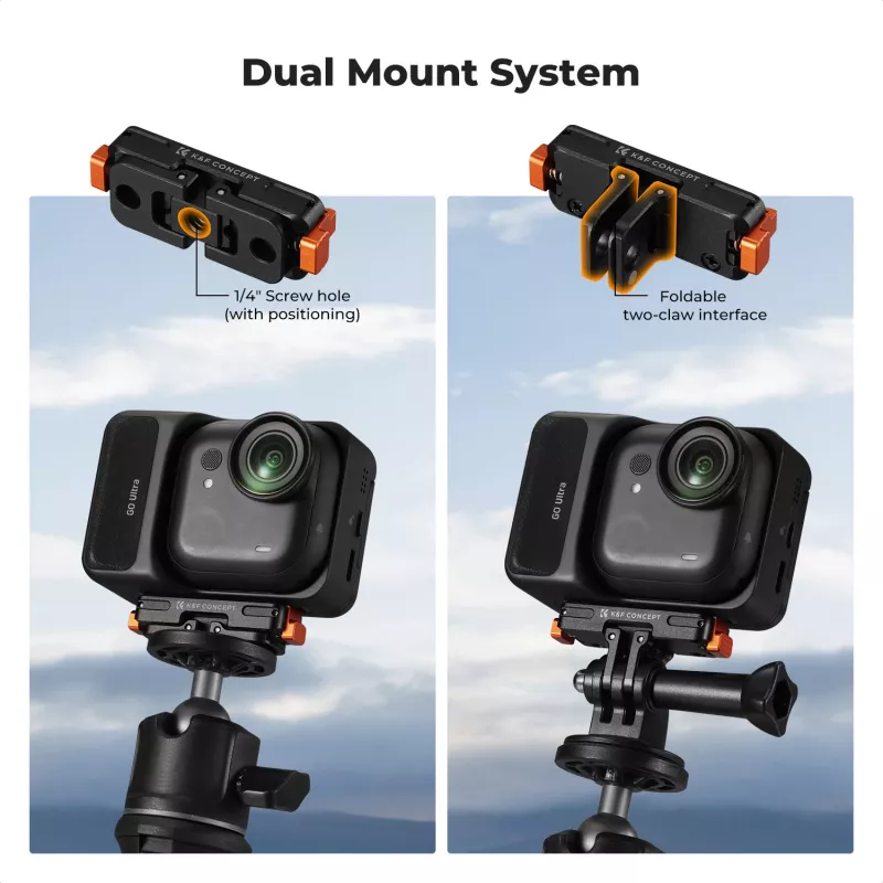 Suporte Magnético de Libertação Rápida KF para GoPro e Parafuso de 1/4 de Polegada, para Insta360 Go Ultra, Preto