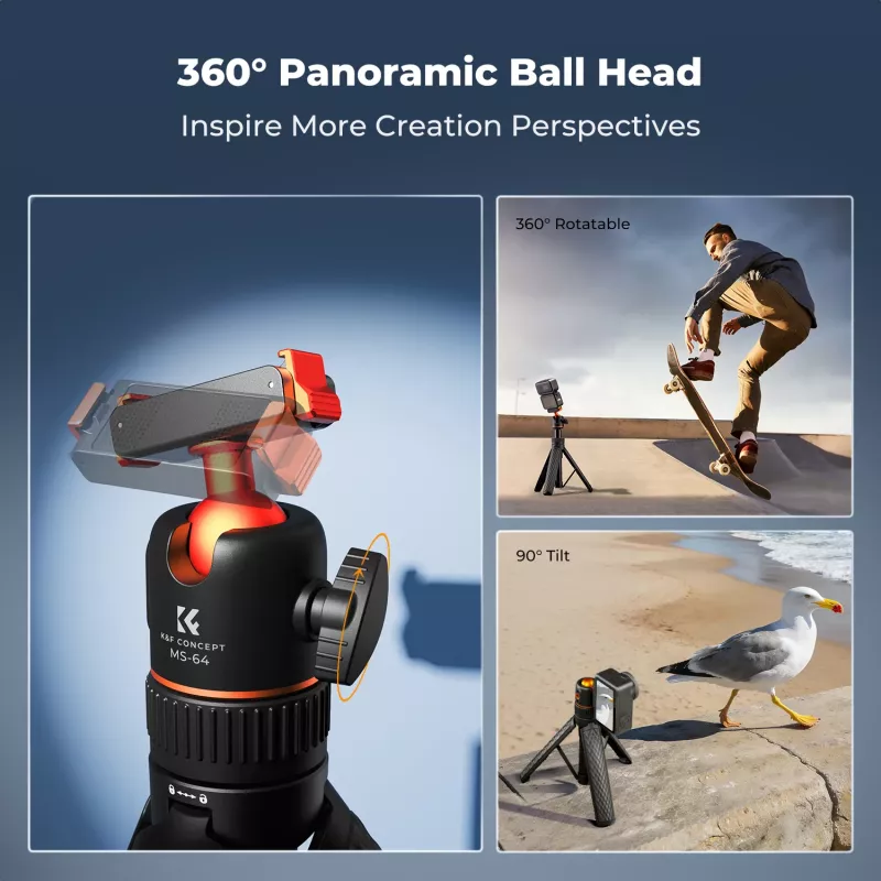 Mini Tripé Pau de Selfie 65 cm Cabeça 360° para DJI Osmo Nano / Action 6 / Kf09.181
